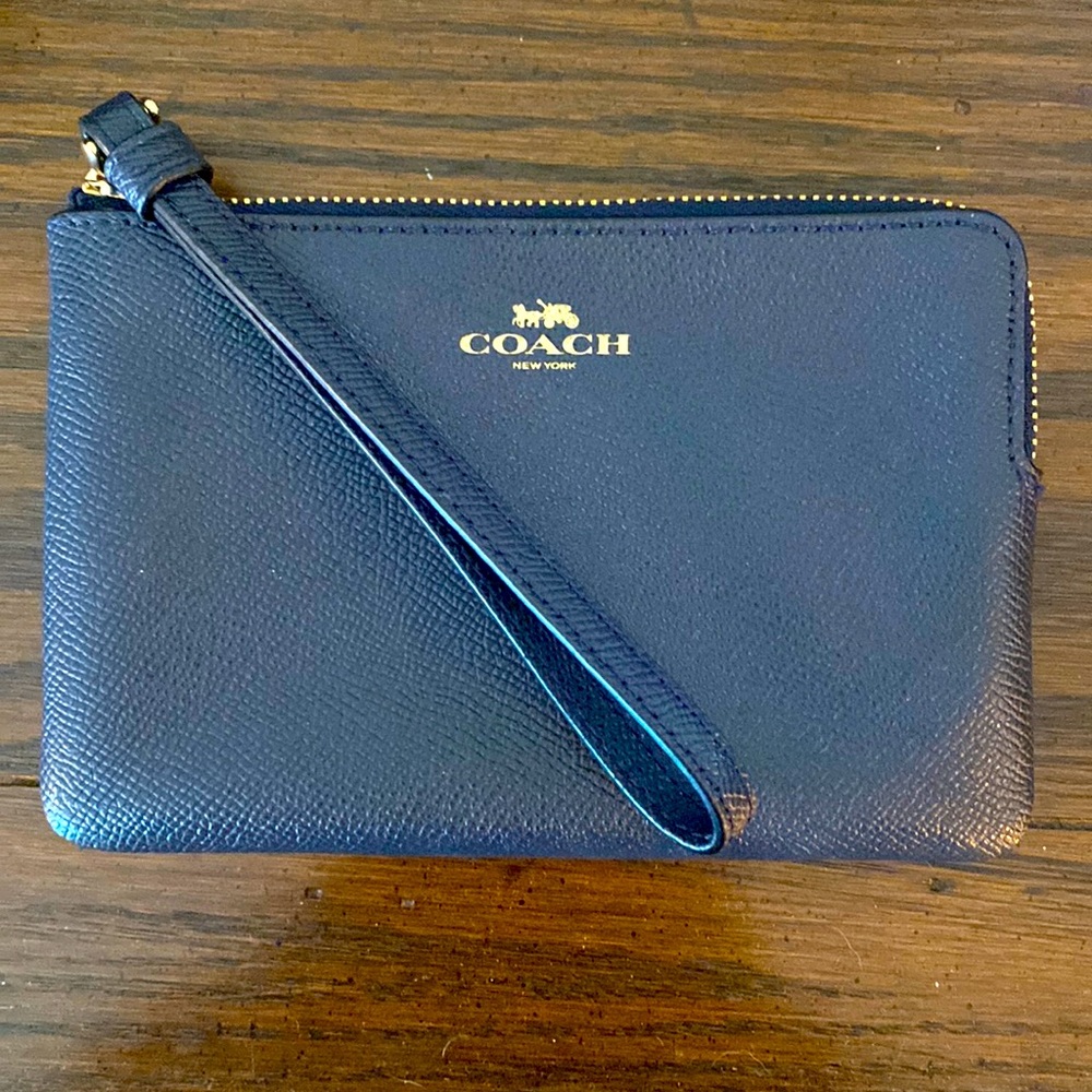 Navy blue coach wristlet